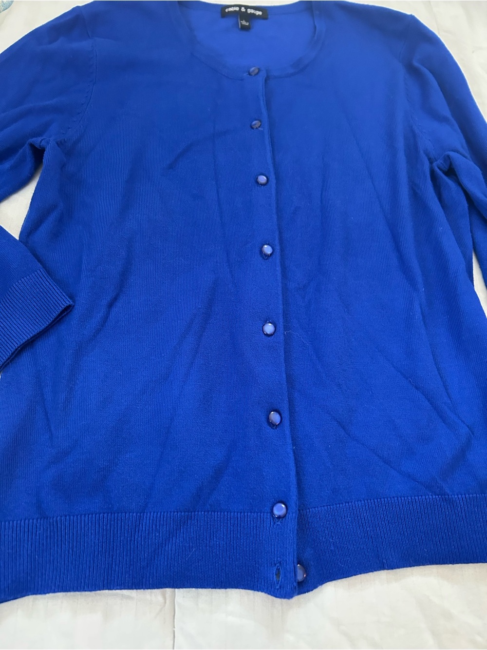 Gorgeous Perfect Condition Cable and Gauge Cobalt Blue Cardigan SzL - Picture 3 of 5